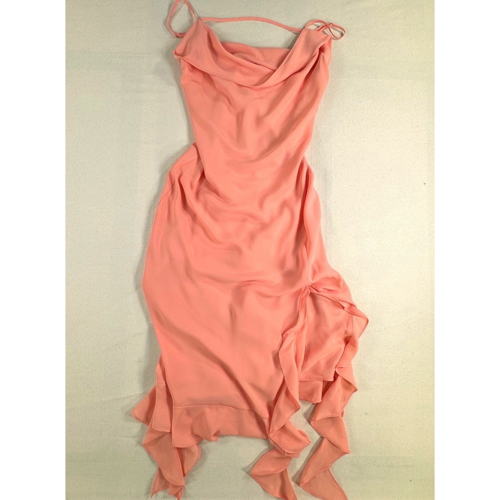 Mare Mare Anthropologie Orange Ruffle Hem Asymmetrical Midi Dress Small Fairy